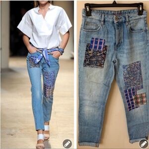 Paul & Joe easy boyfriend patchwork rolled jeans #6929